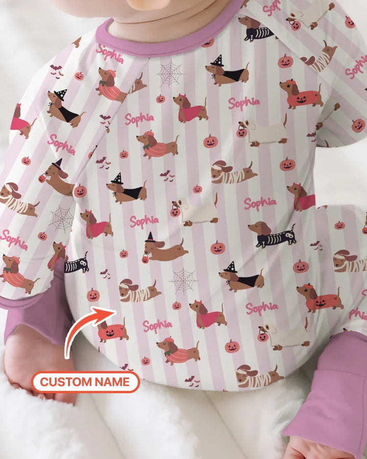 Custom Name Boo Crew Halloween Dachshund  Bamboo Convertible Zippy