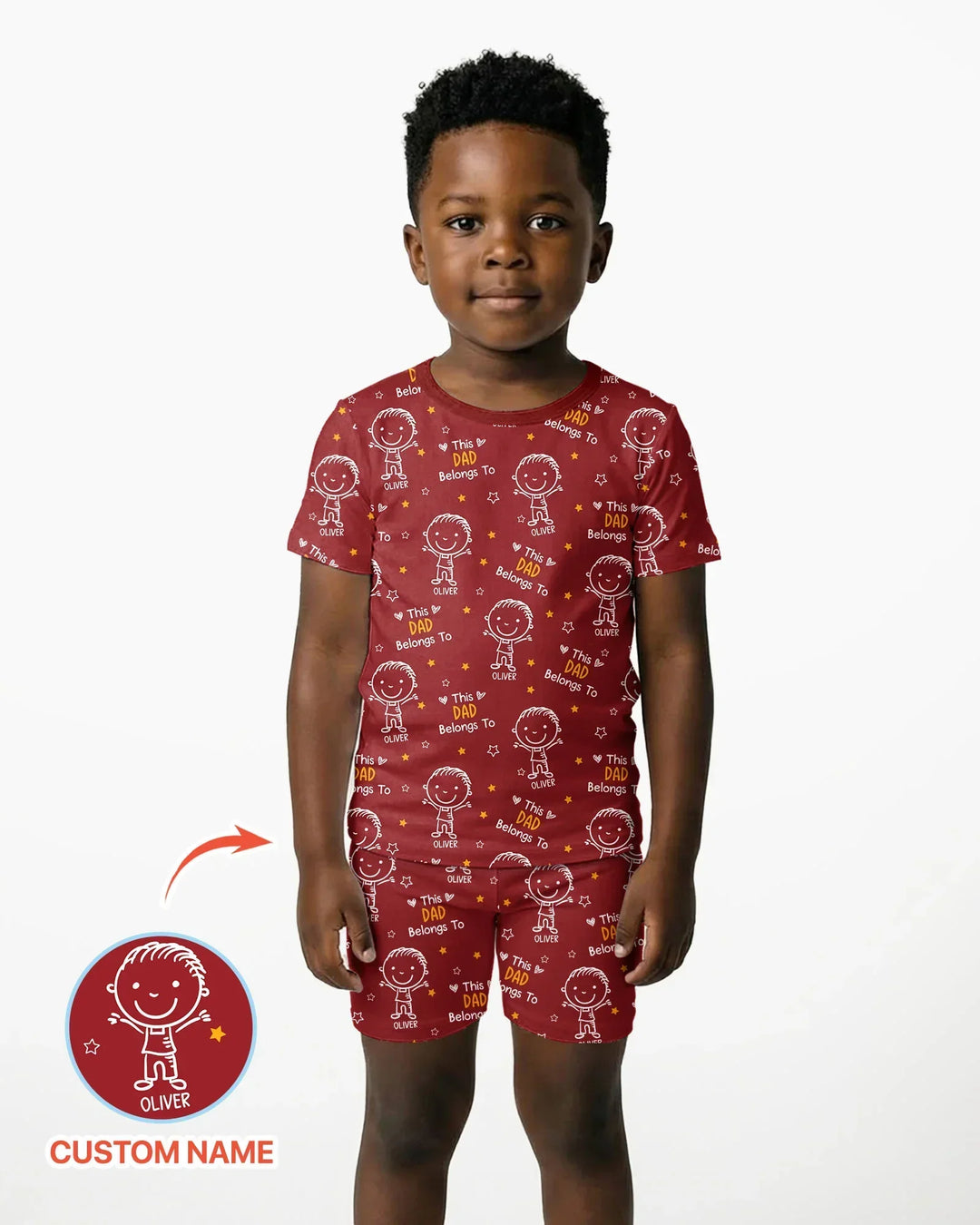 Custom Name This Dad Belongs To Doodle Bamboo Two Piece Short Sleeve Shorts Pajama Set