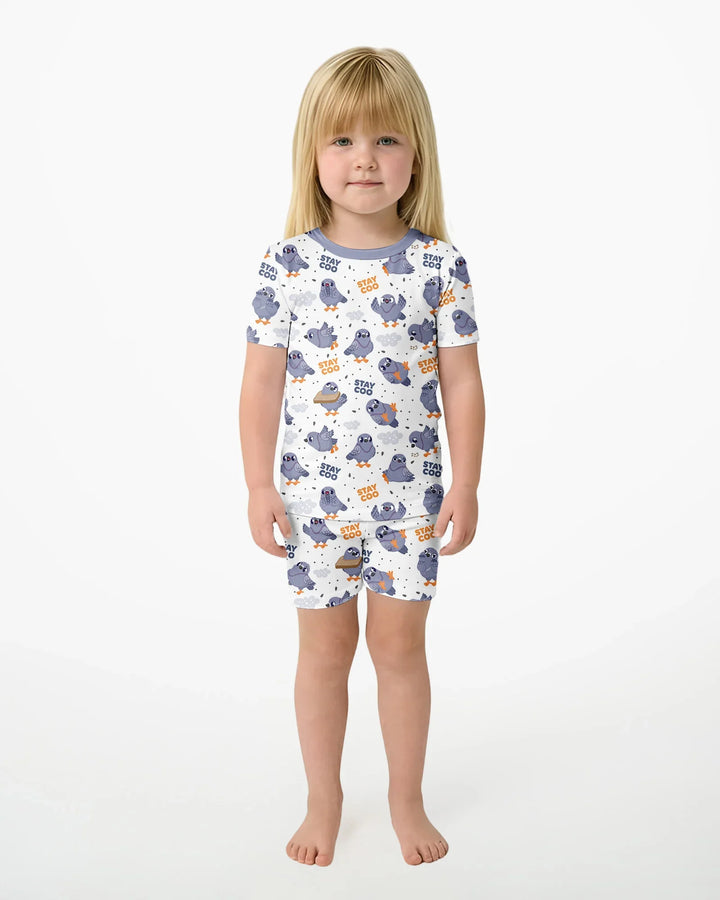 Pigeon Stay Coo Bamboo Two Piece Short Sleeve Shorts Pajama Set