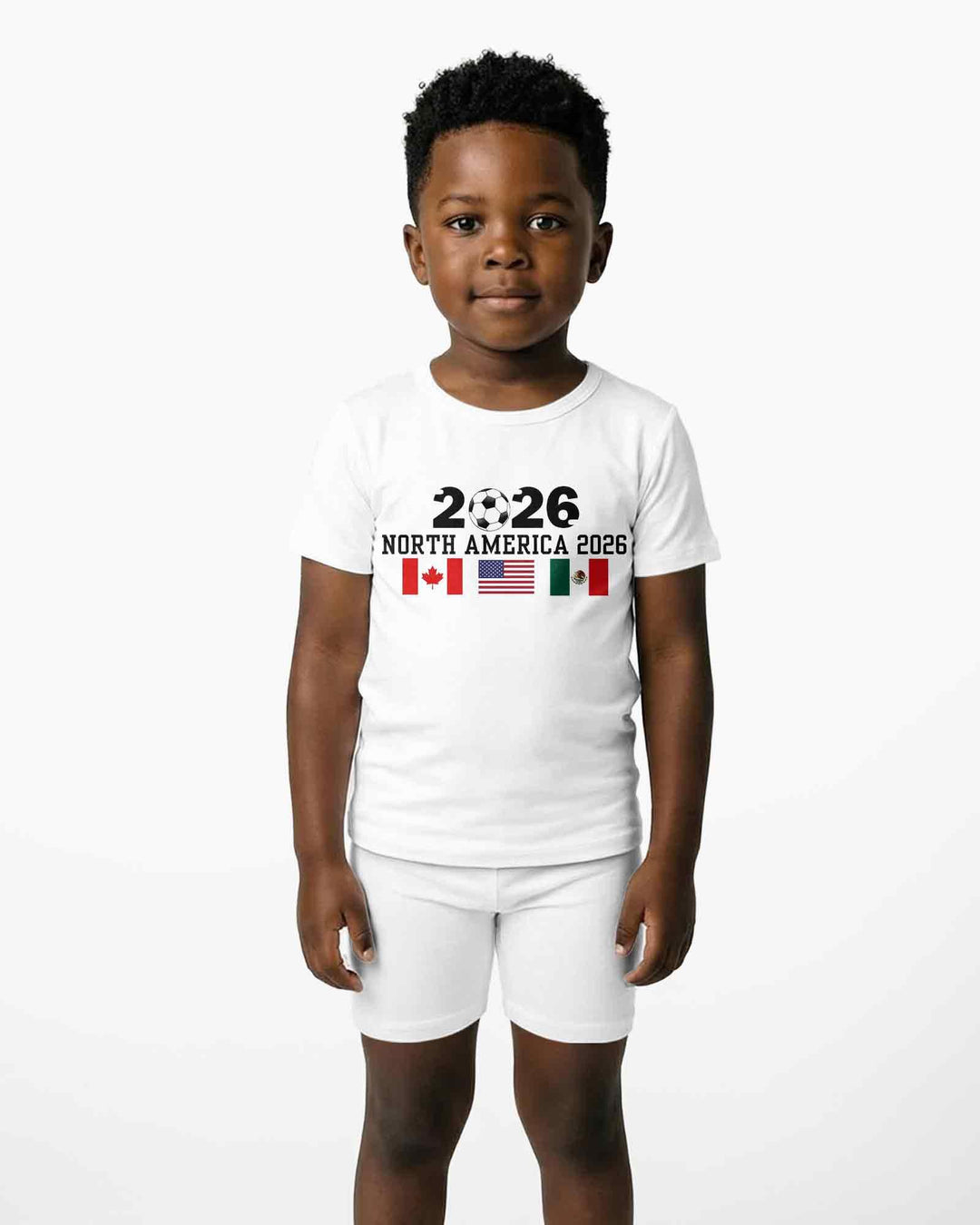 Soccer 2026 USA Canada Mexico Flags Bamboo Two Piece Short Sleeve Shorts Pajama Set