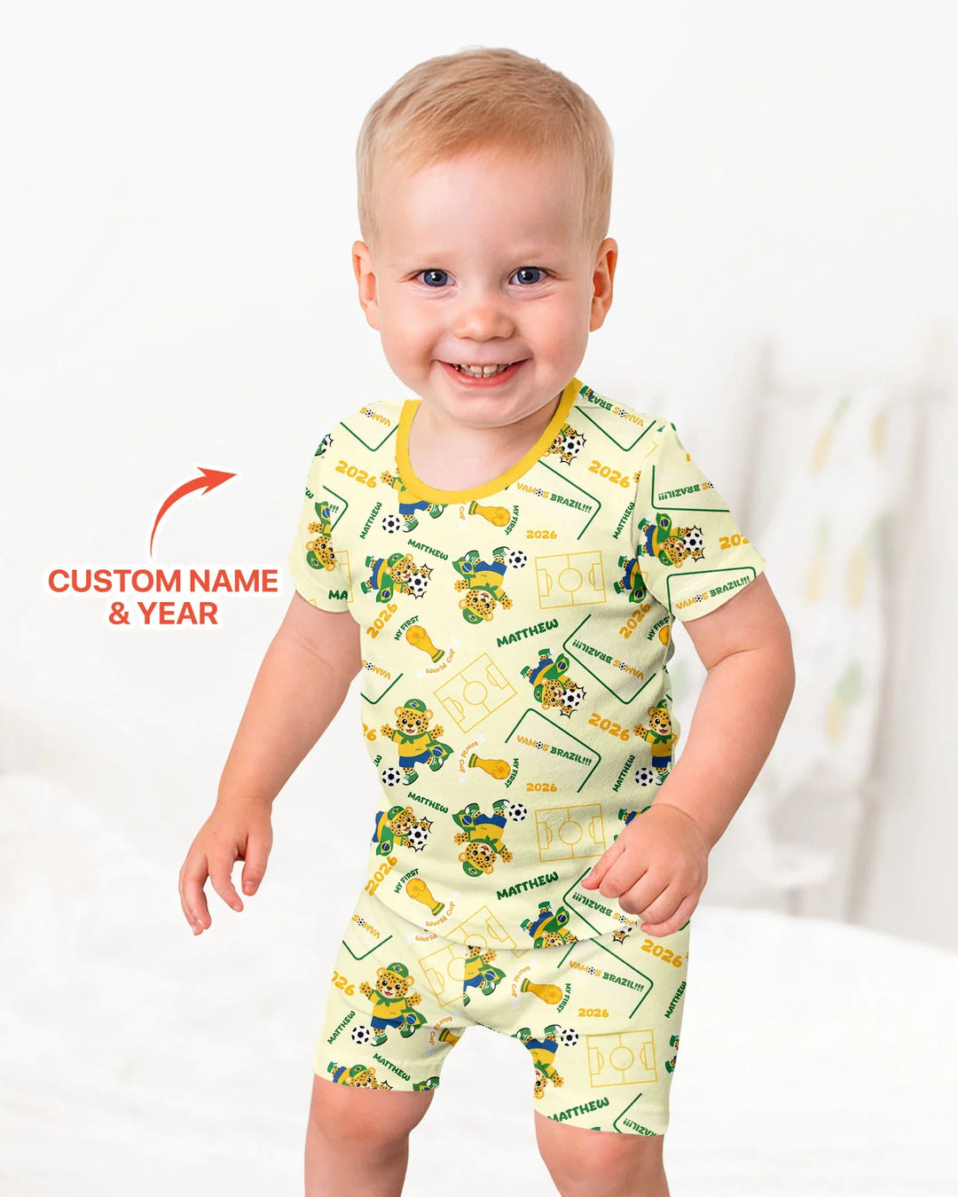 My First World Cup Bamboo Two Piece Short Sleeve Shorts Pajama Set