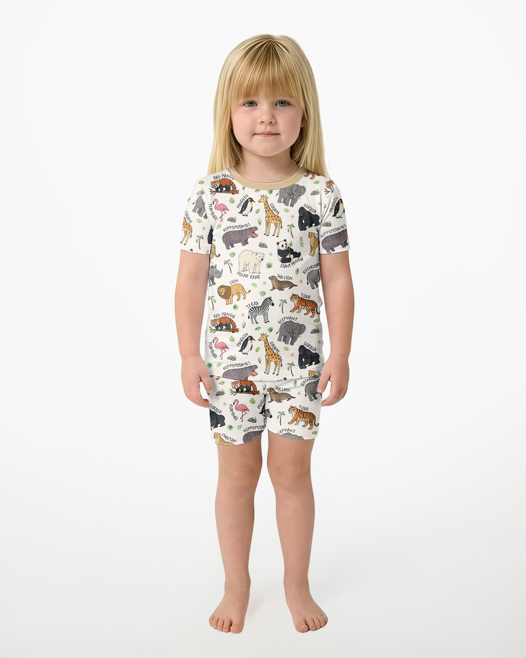 Safari Animals Bamboo Two Piece Short Sleeve Shorts Pajama Set