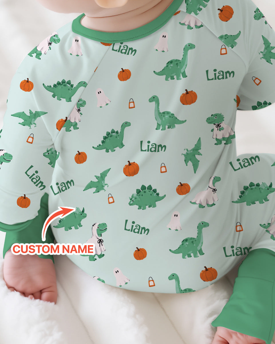 Custom Name Spooky Dinosaur Halloween - Personalized Bamboo Convertible Zippy