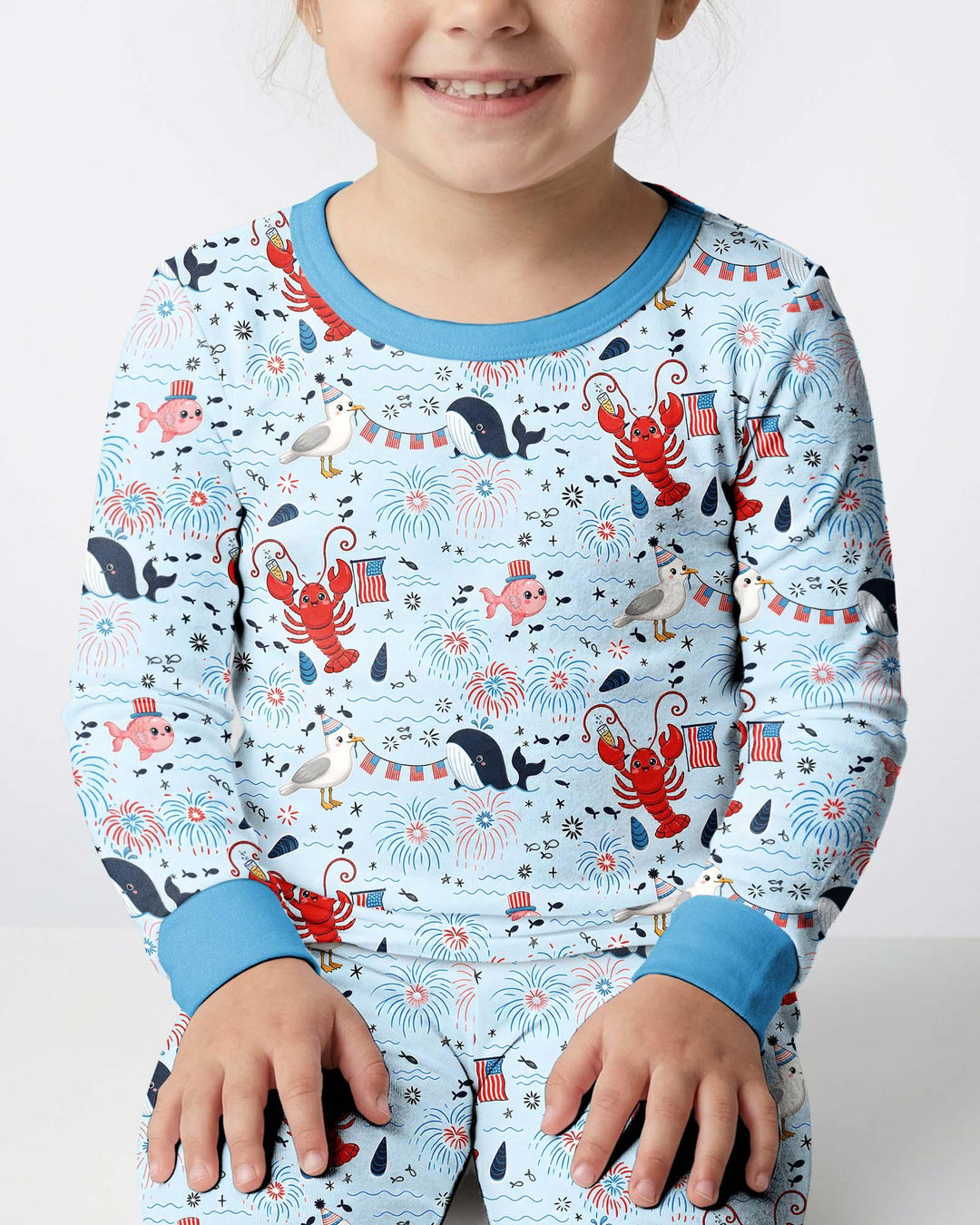 Celebrate 4th of July Family Matching Bamboo Two Piece Long Sleeve Pajama Set