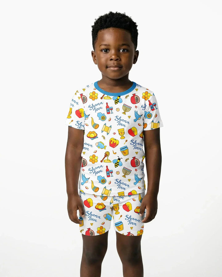 Shanah Tovah U'Metukah Bamboo Two Piece Short Sleeve Shorts Pajama Set