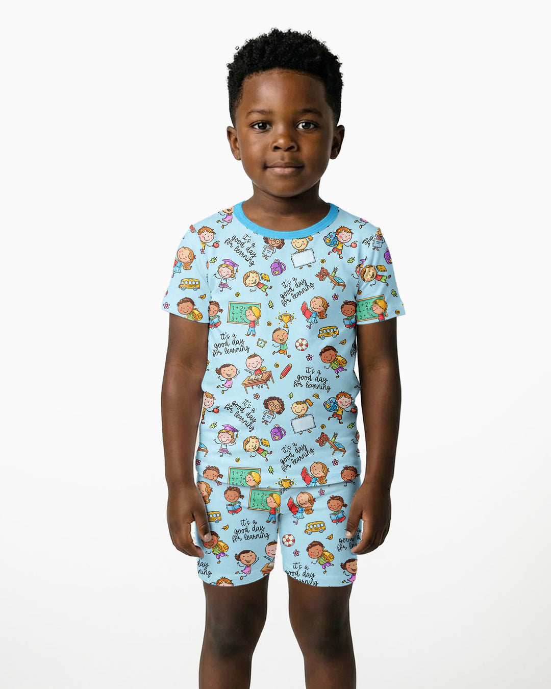 Little Learners Adventure Bamboo Two Piece Short Sleeve Shorts Pajama Set