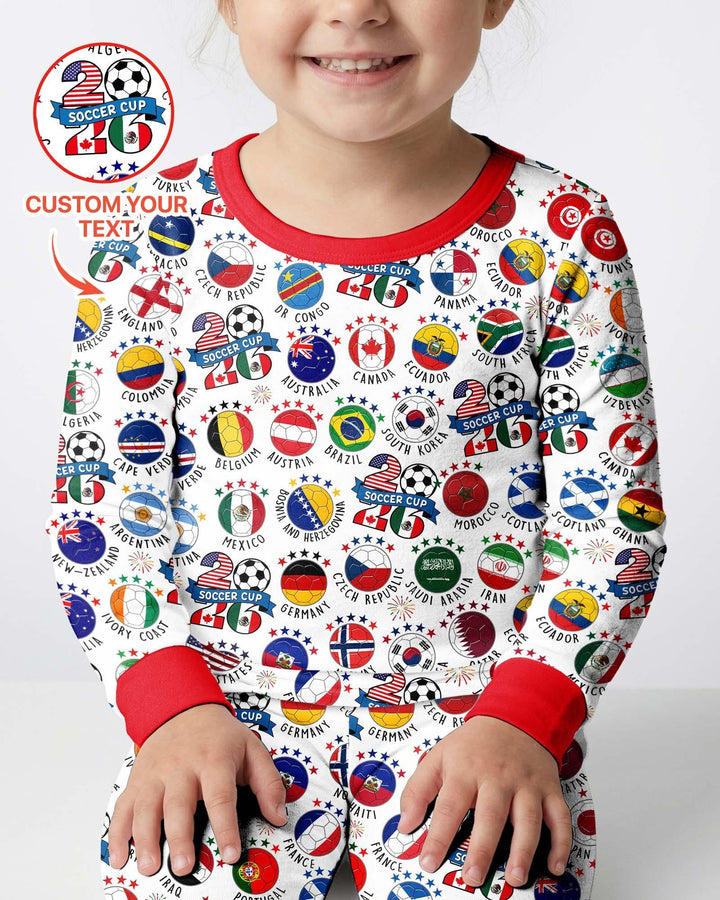 The World Plays Here 2026 Soccer Tour Bamboo Two Piece Long Sleeve Pajama Set
