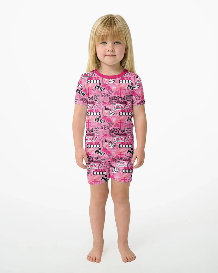 Template Bamboo Two Piece Short Sleeve Shorts Pyjamas Set