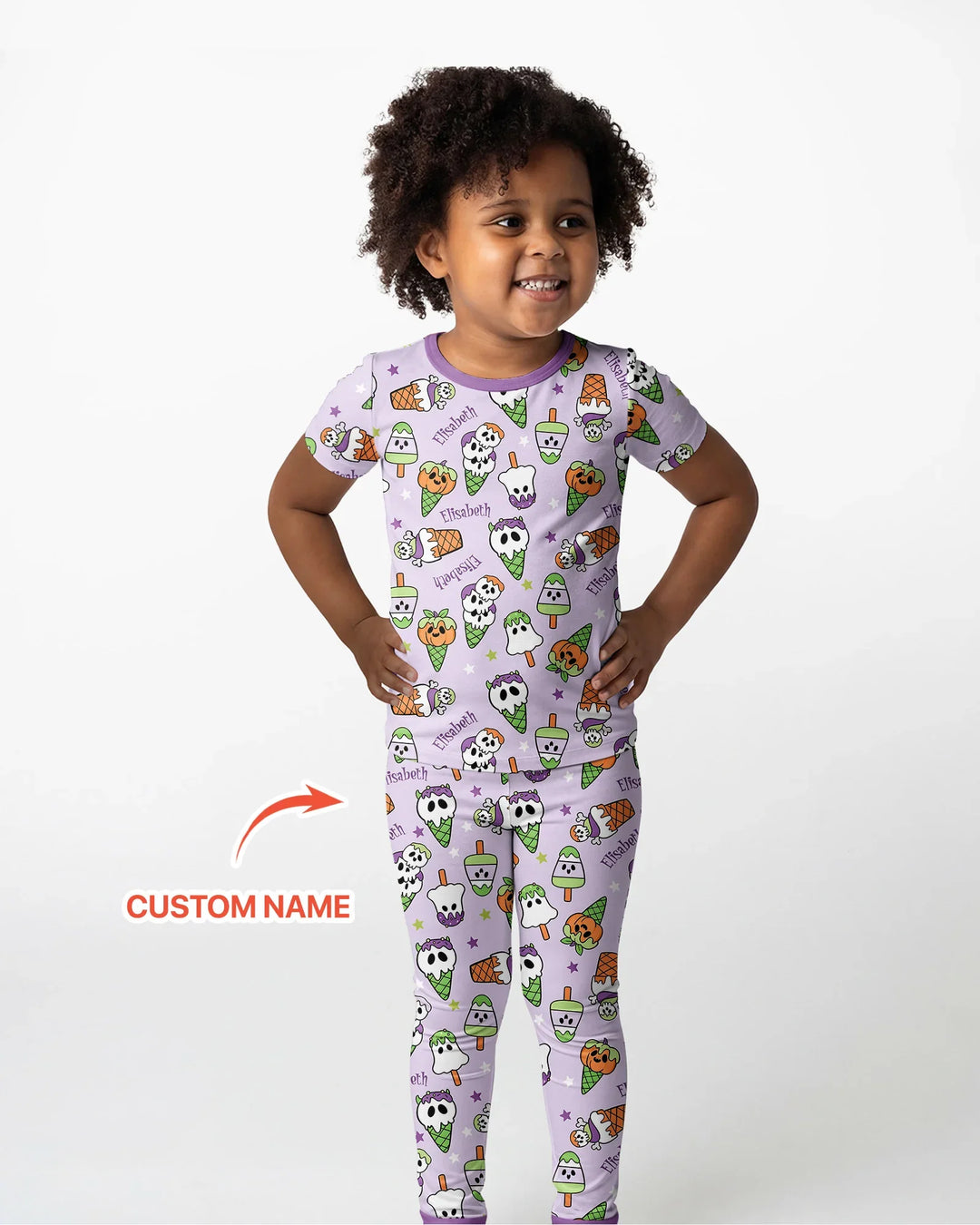 Summerween Ice cream Bamboo Two Piece Short Sleeve Pajama Set