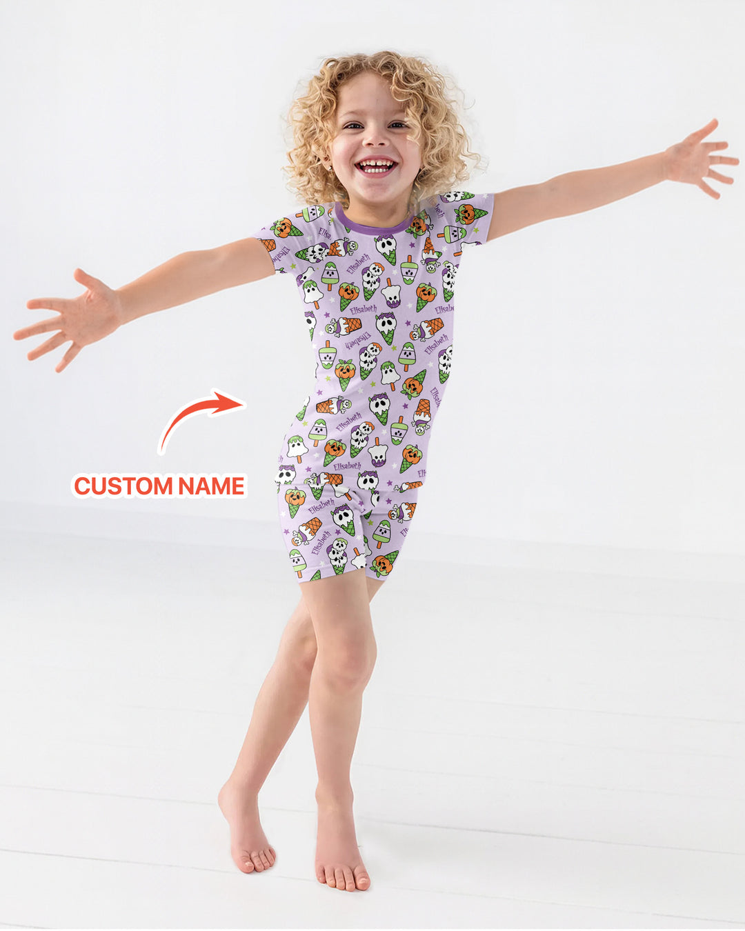 Summerween Ice cream Bamboo Two Piece Short Sleeve Shorts Pajama Set