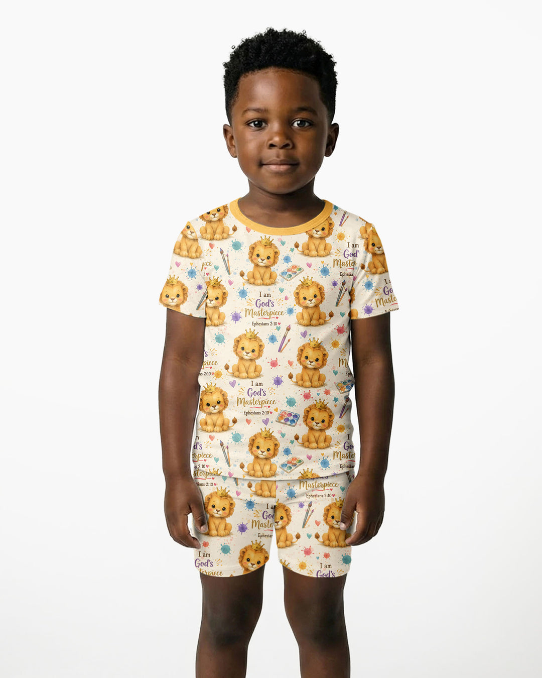 I Am God's Masterpiece Two Piece Short Sleeve Shorts Pajama Set