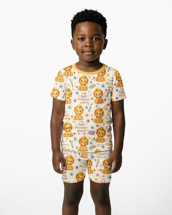 I Am God's Masterpiece Two Piece Short Sleeve Shorts Pajama Set