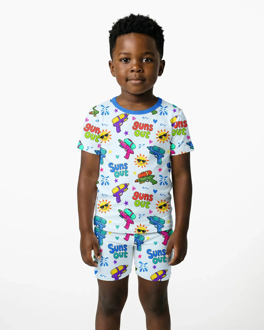 Sun Out Guns Out Bamboo Two Piece Short Sleeve Shorts Pajama Set