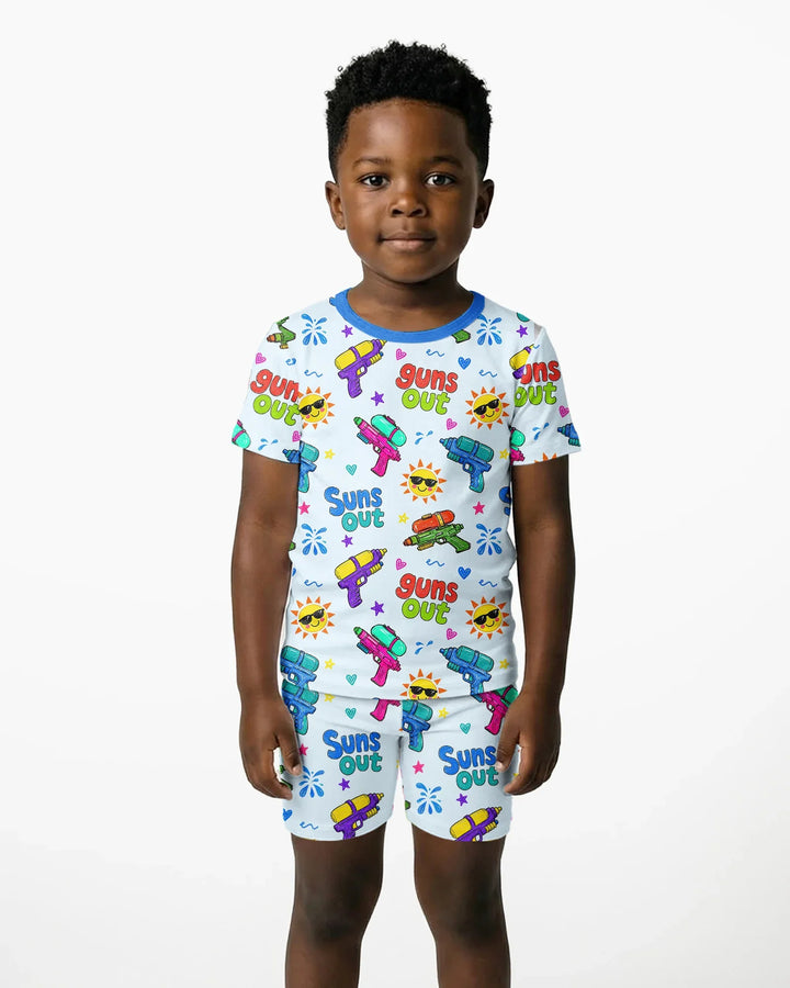 Sun Out Guns Out Bamboo Two Piece Short Sleeve Shorts Pajama Set