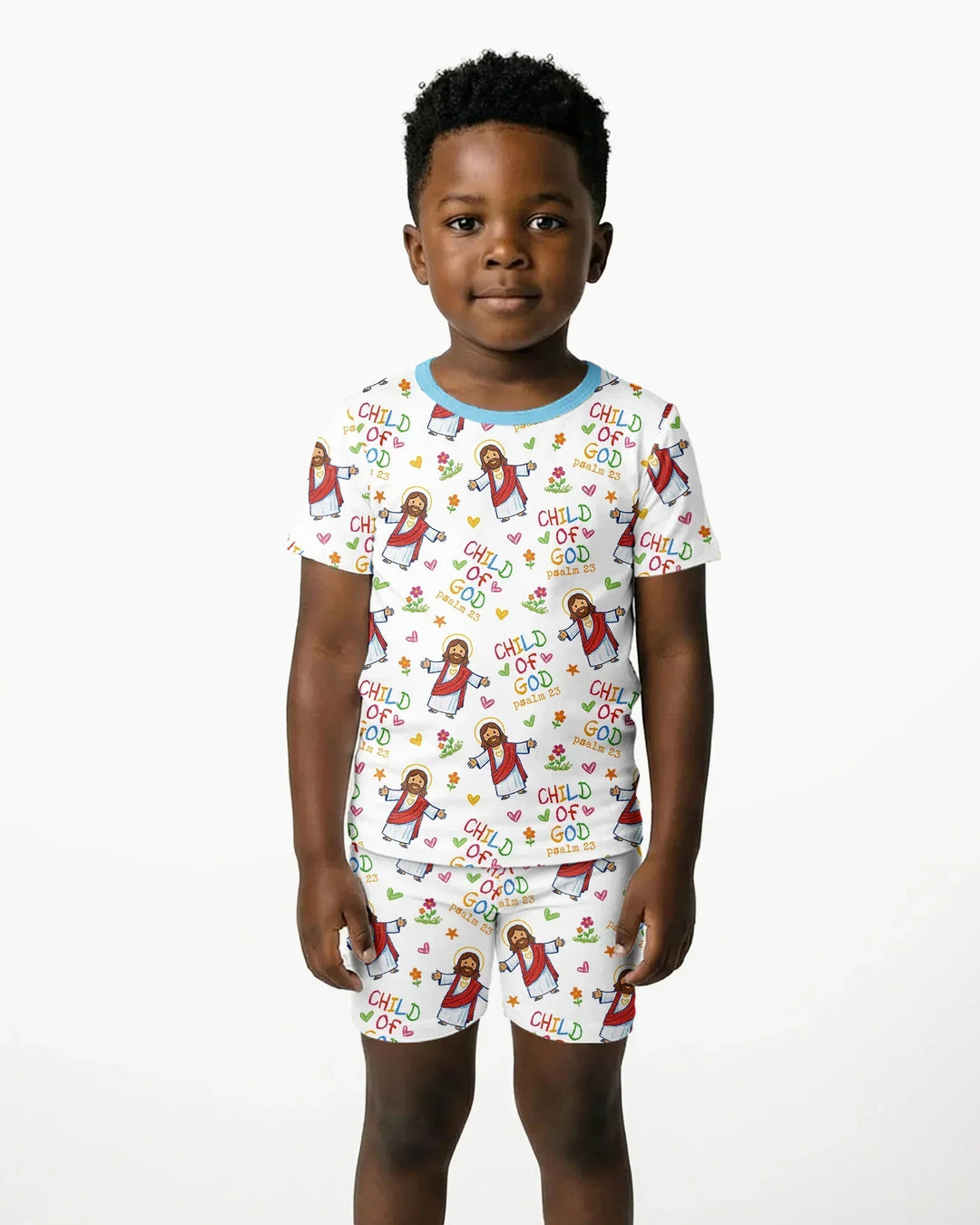 Jesus Loves Me Bamboo Two Piece Short Sleeve Shorts Pajama Set