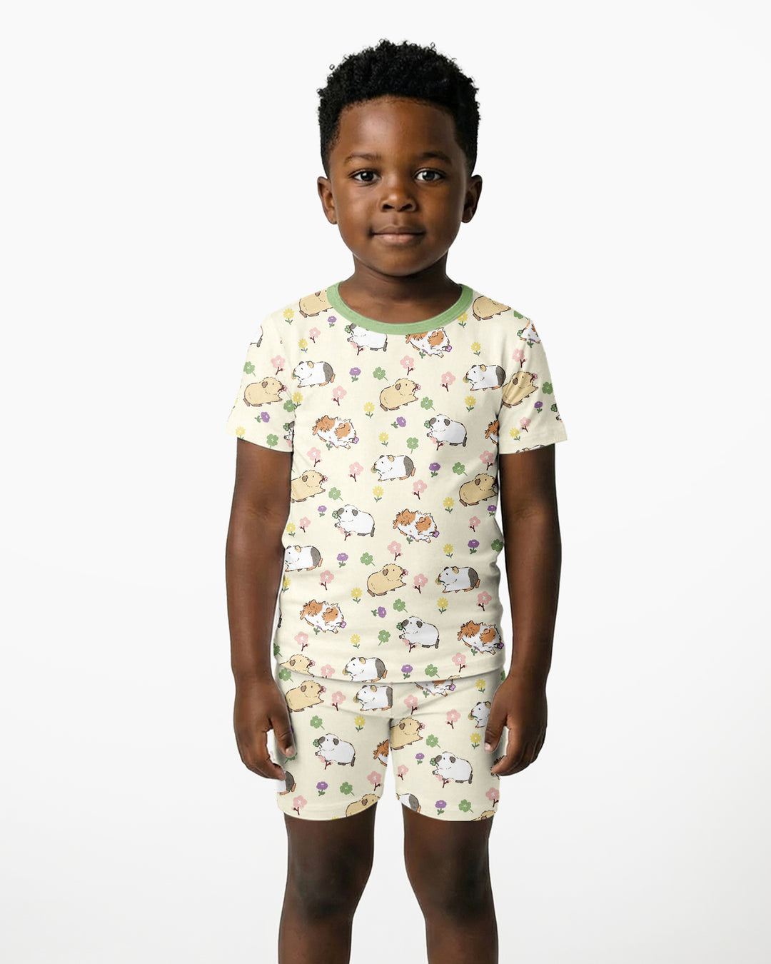 Guinea Pig Garden Bamboo Two Piece Short Sleeve Shorts Pajama Set