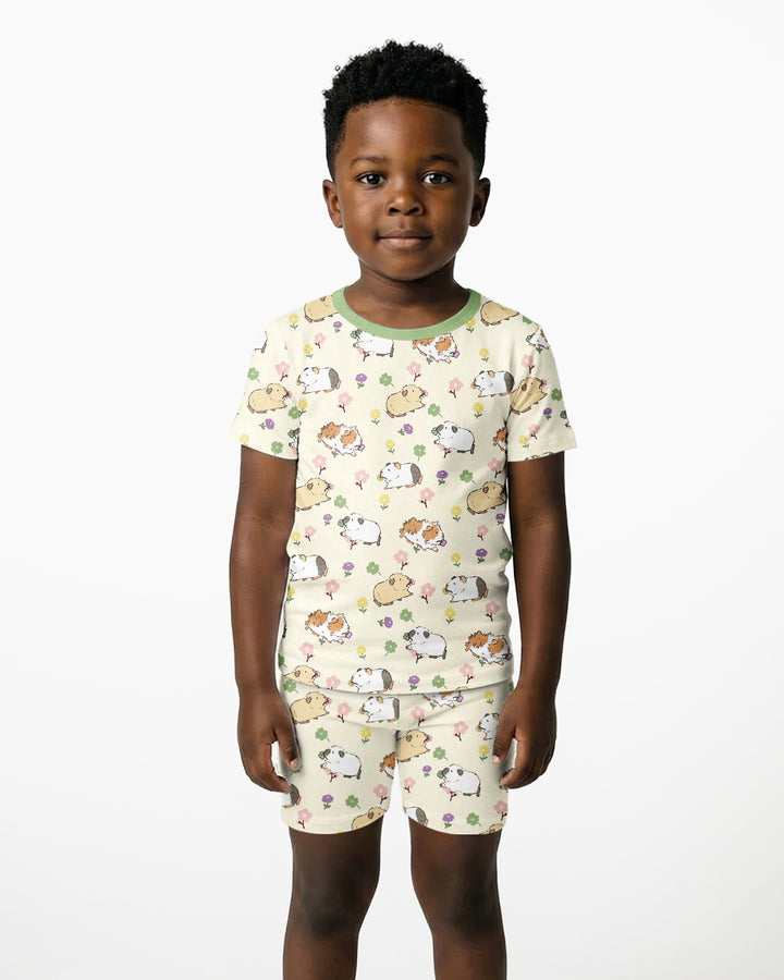 Guinea Pig Garden Bamboo Two Piece Short Sleeve Shorts Pajama Set