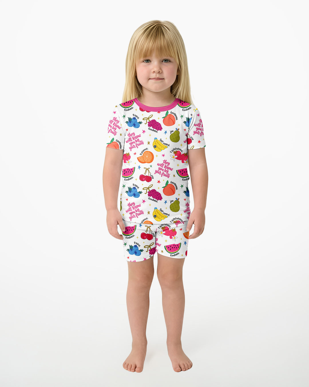 They Will Know You By Your Fruits Bamboo Two Piece Short Sleeve Shorts Pajama Set