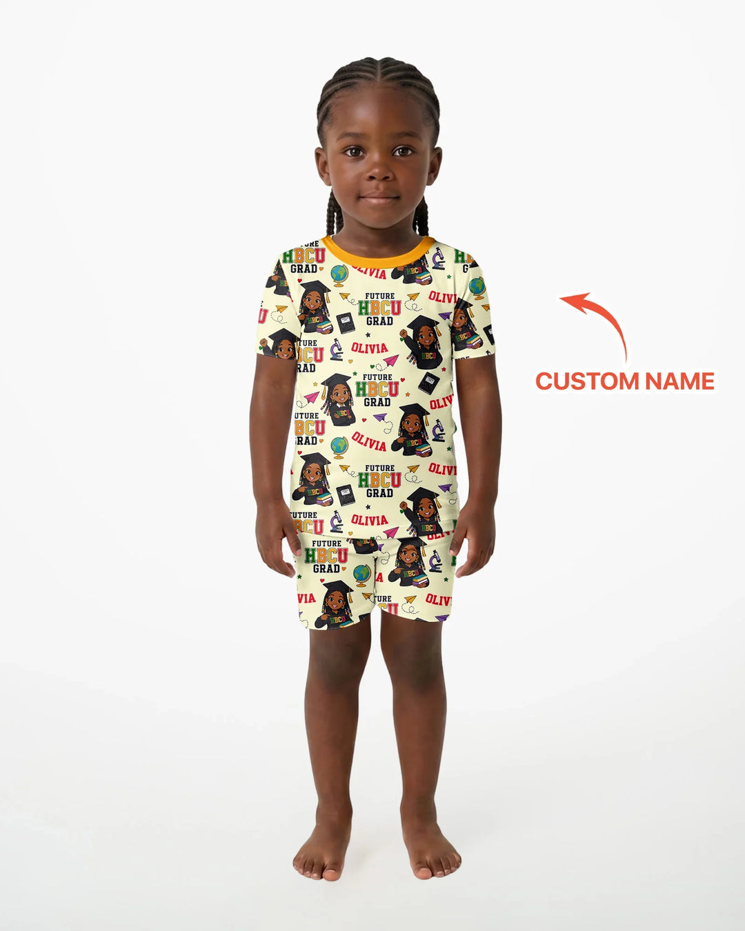 Custom Name Future HBCU Grad Bamboo Two Piece Short Sleeve Shorts Pajama Set