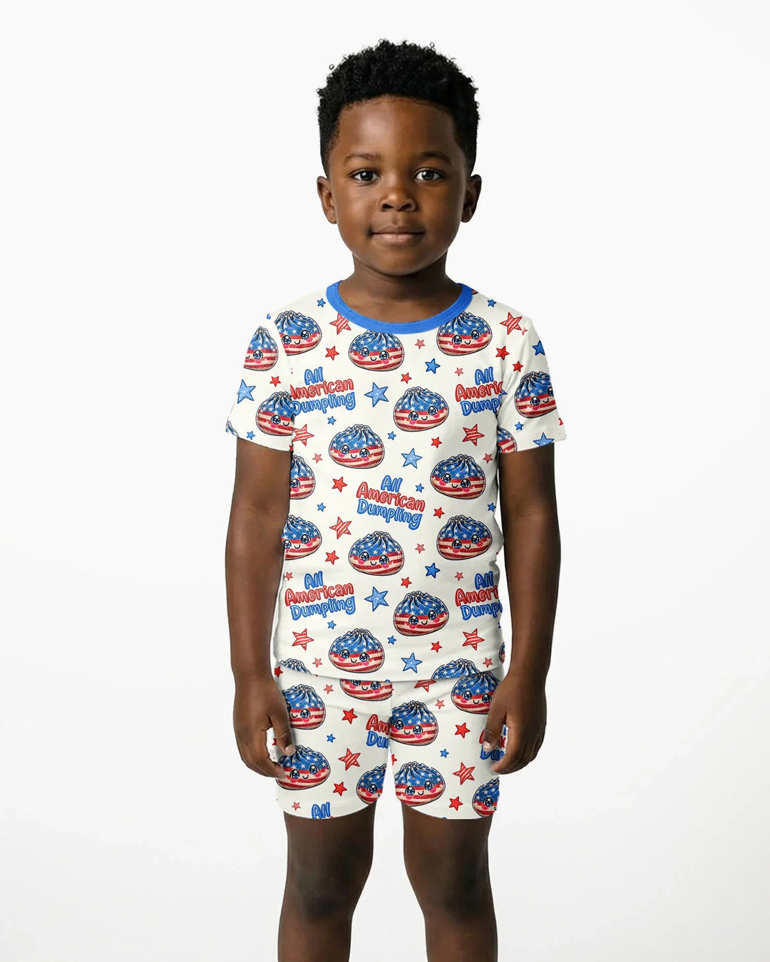 All American Dumpling Bamboo Two Piece Short Sleeve Shorts Pajama Set