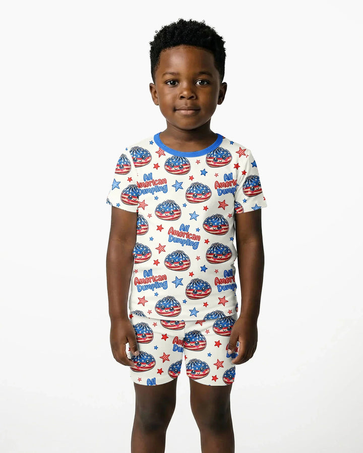 All American Dumpling Bamboo Two Piece Short Sleeve Shorts Pajama Set