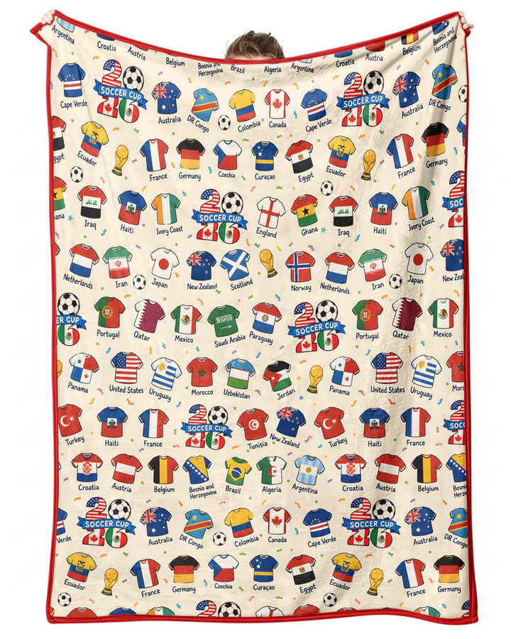 2026 Soccer World Jersey Flag Bamboo Blanket