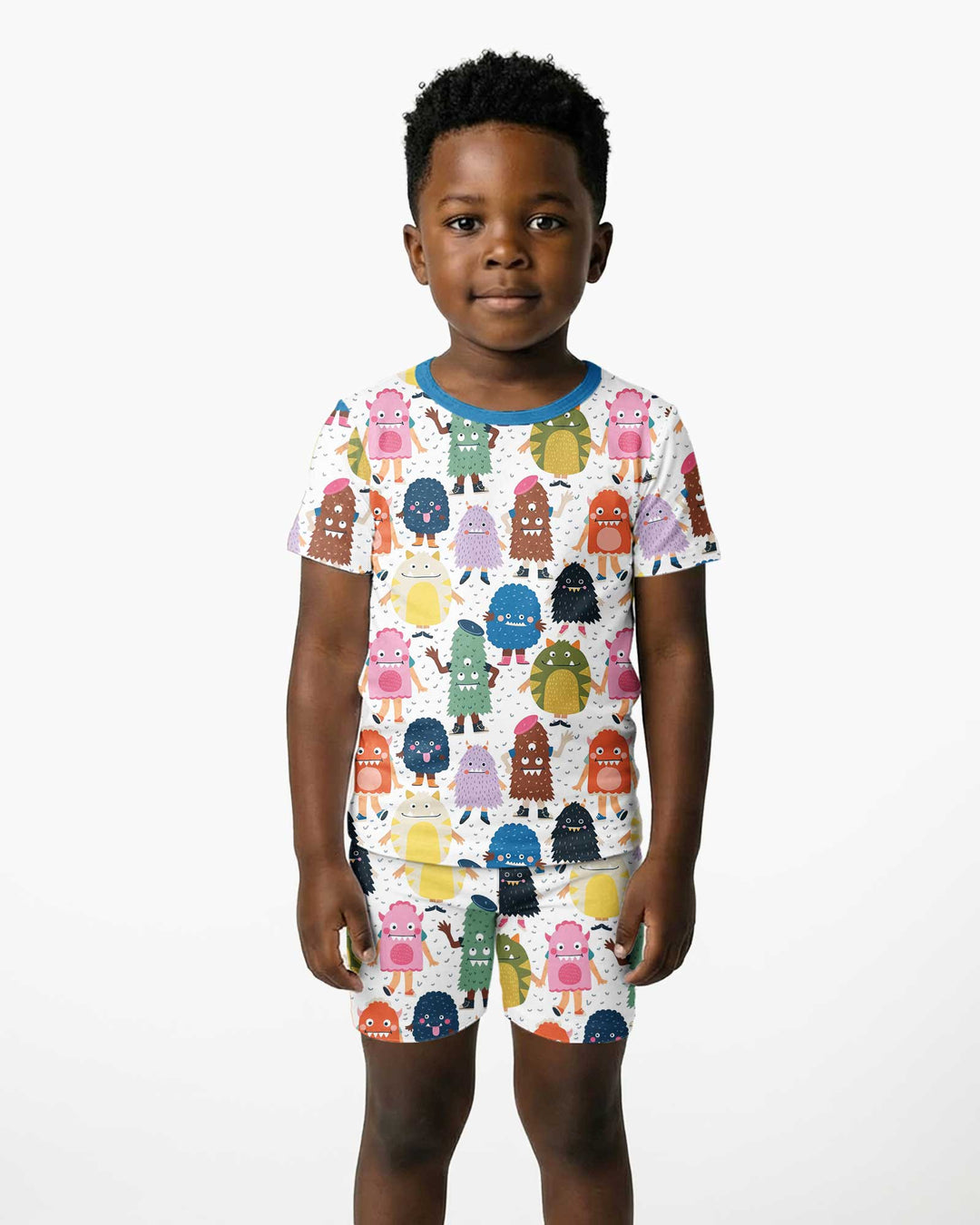 (Not So) Scary Monsters Bamboo Two Piece Short Sleeve Shorts Pajama Set