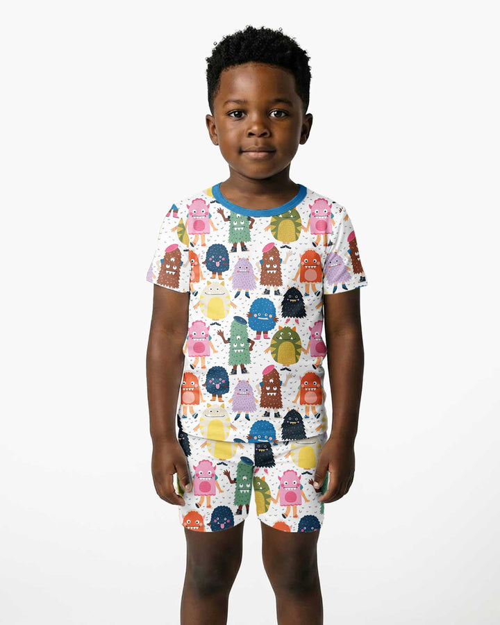 (Not So) Scary Monsters Bamboo Two Piece Short Sleeve Shorts Pajama Set