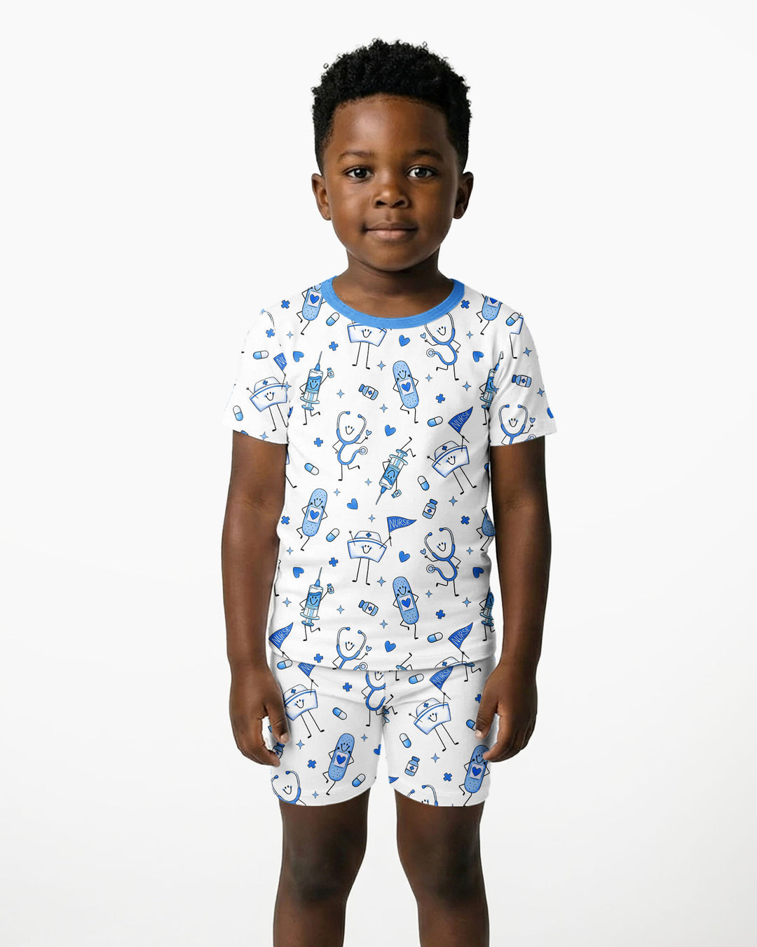 Cute Nurse Crew Bamboo Two Piece Short Sleeve Shorts Pajama Set
