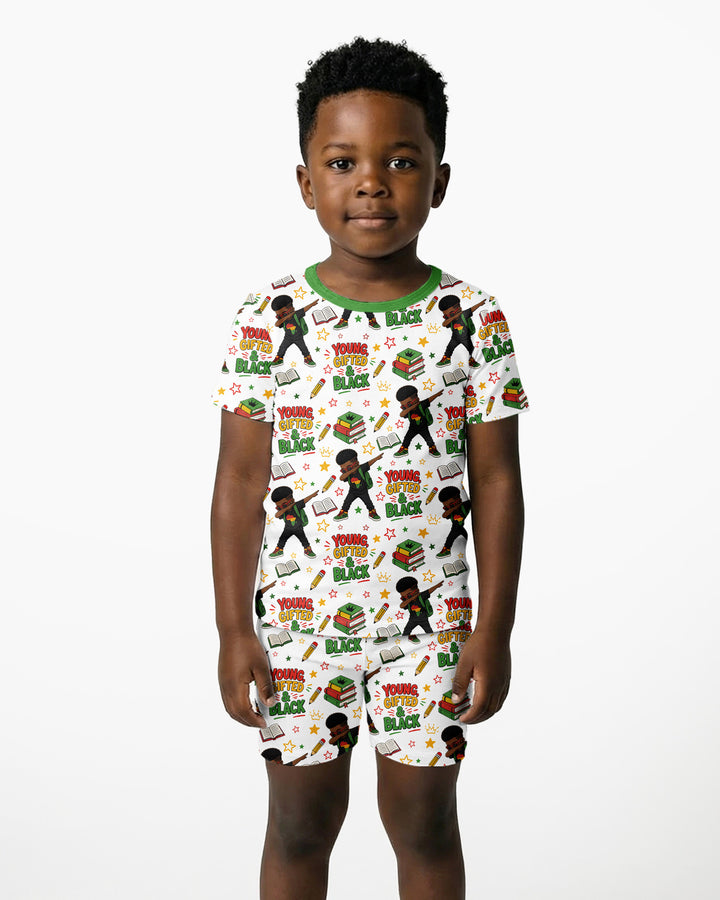 Black Boy Young Gifted & Black Bamboo Two Piece Short Sleeve Shorts Pajama Set