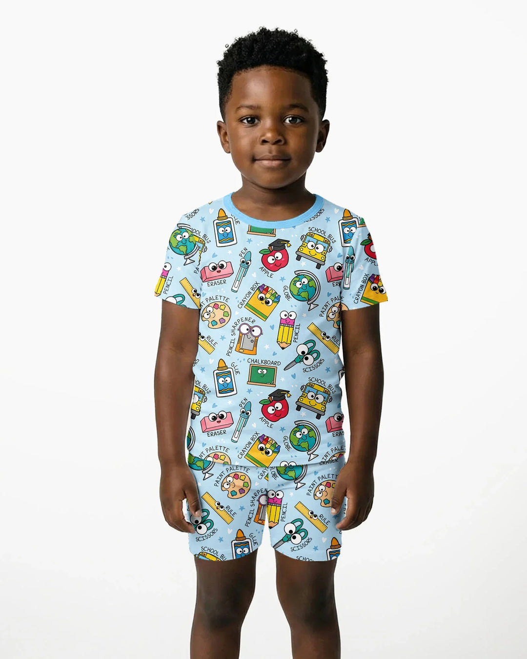 Happy School Pals Two Piece Short Sleeve Shorts Pajama Set