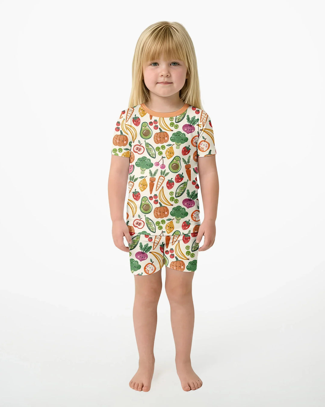 Veggie Friends Family Matching Bamboo Two Piece Short Sleeve Shorts Pajama Set