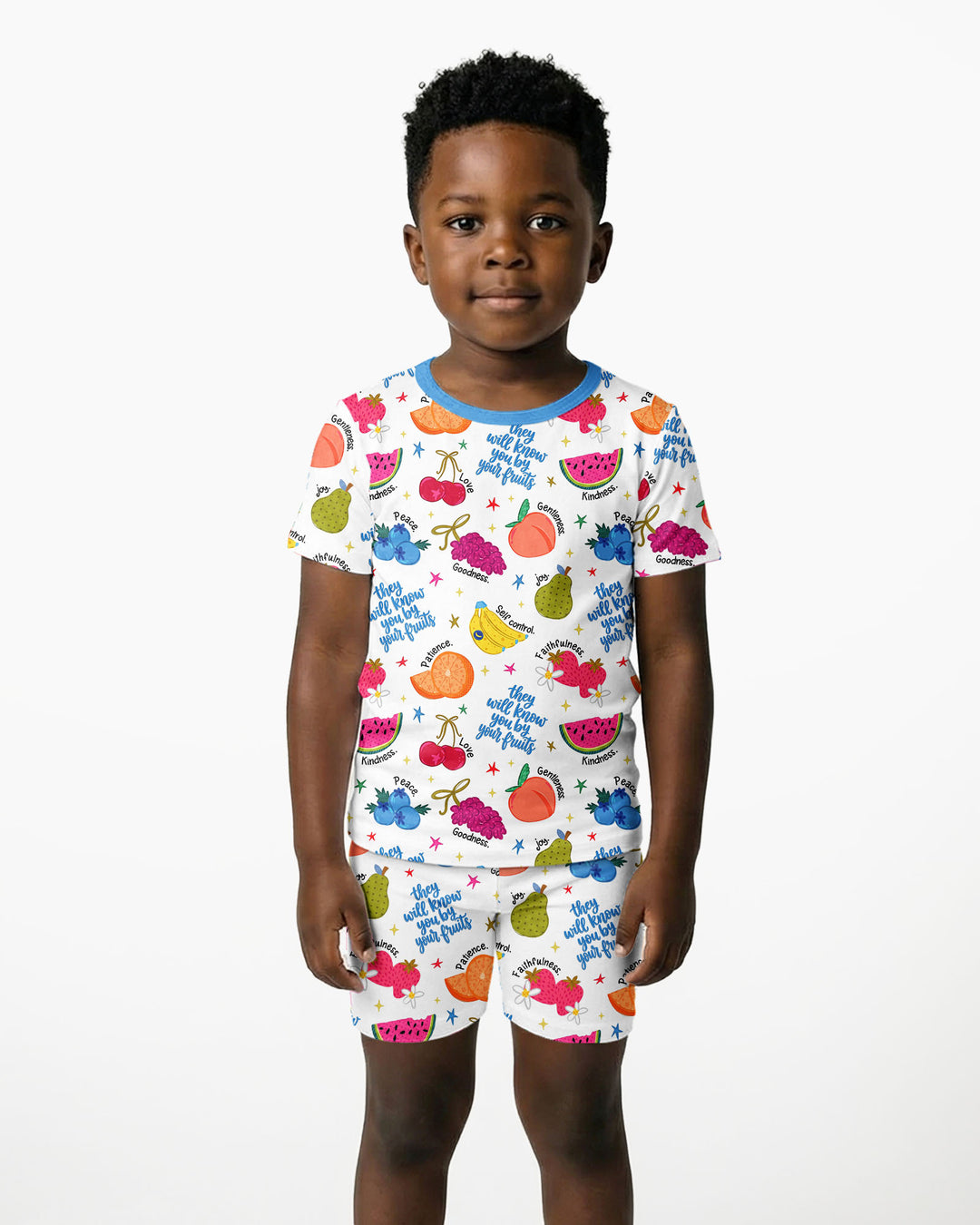 They Will Know You By Your Fruits Bamboo Two Piece Short Sleeve Shorts Pajama Set