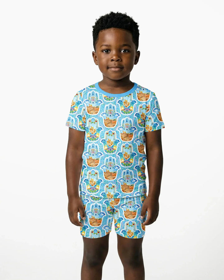 Hamsa Hand Bamboo Two Piece Short Sleeve Shorts Pajama Set