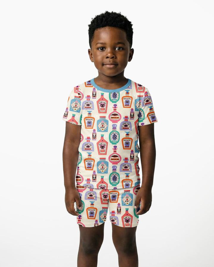 Retro Halloween Potions Bamboo Two Piece Short Sleeve Shorts Pajama Set