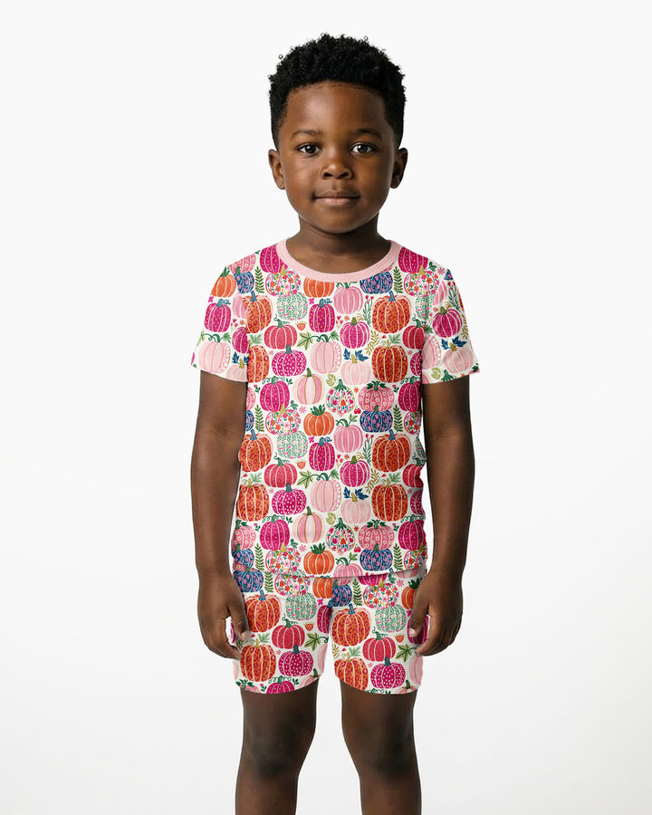 Pumpkin & Bloom Bamboo Two Piece Short Sleeve Shorts Pajama Set