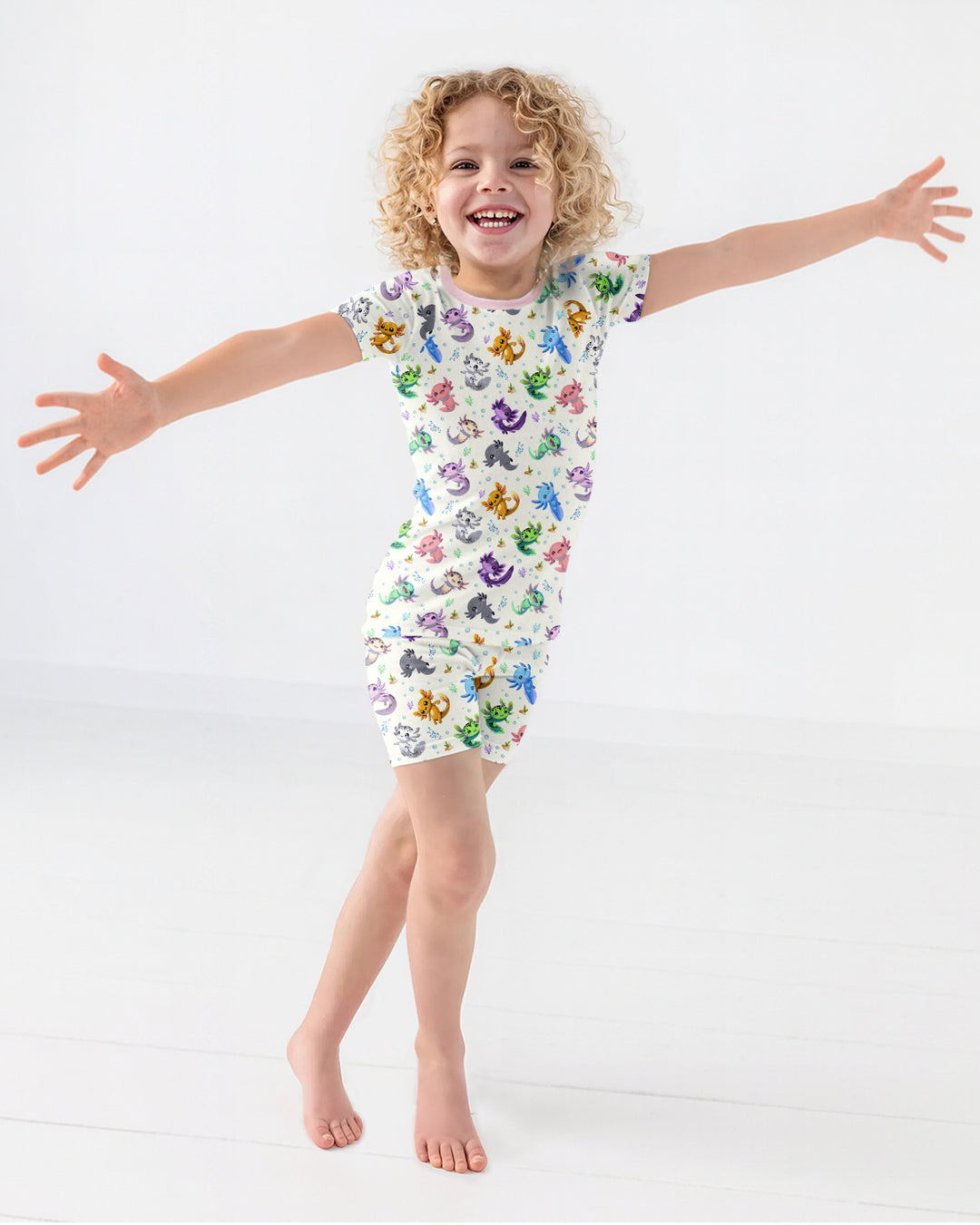 I Love You Axolotl Bamboo Two Piece Short Sleeve Shorts Pajama Set