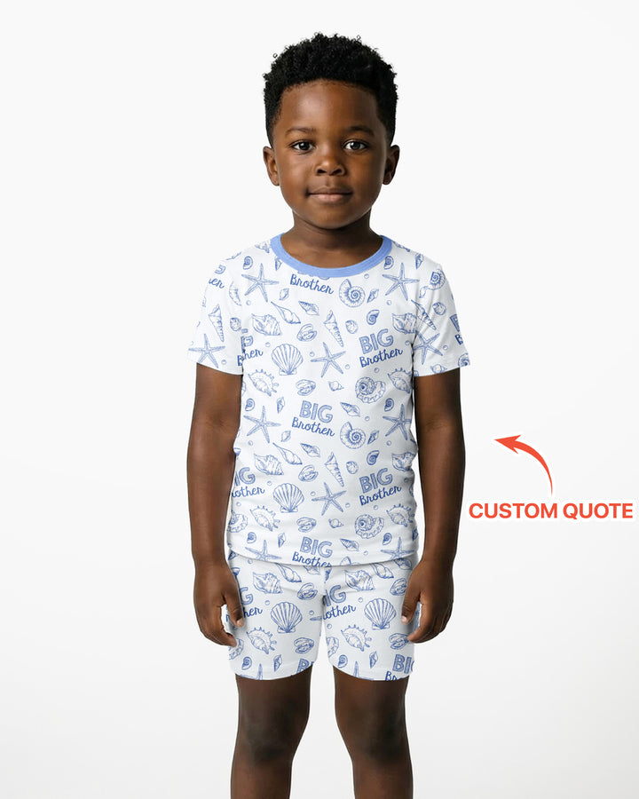 Coquette Seashell Matching Sibling Bamboo Two Piece Short Sleeve Shorts Pajama Set