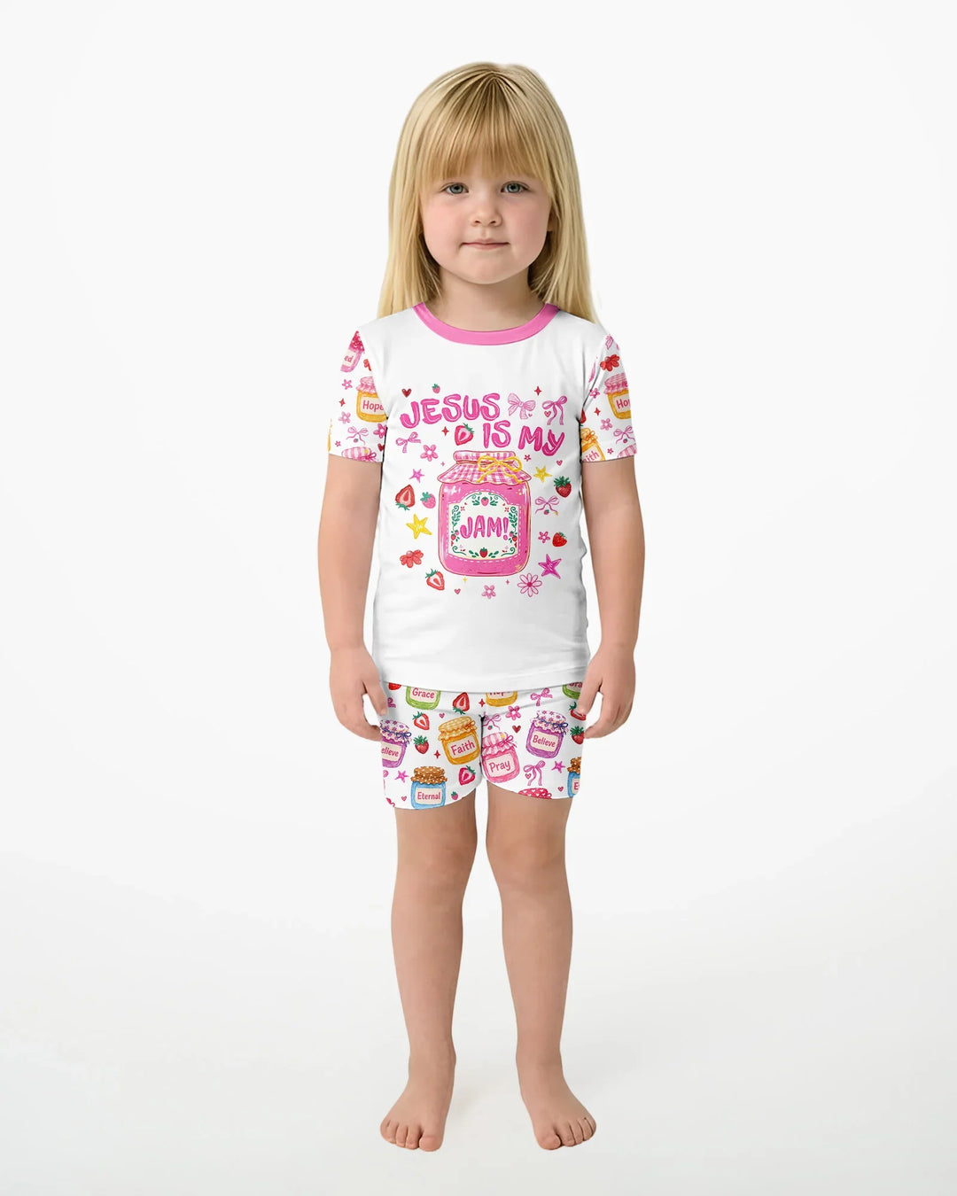Preppy Summer Jesus Is My Jam Bamboo Two Piece Short Sleeve Shorts Pajama Set