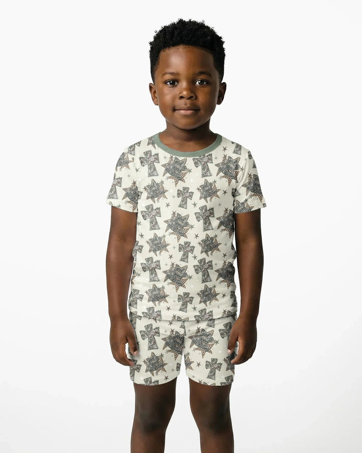 Template Bamboo Two Piece Short Sleeve Shorts Pyjamas Set
