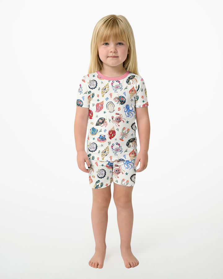 Preppy Coastal Bamboo Two Piece Short Sleeve Shorts Pajama Set