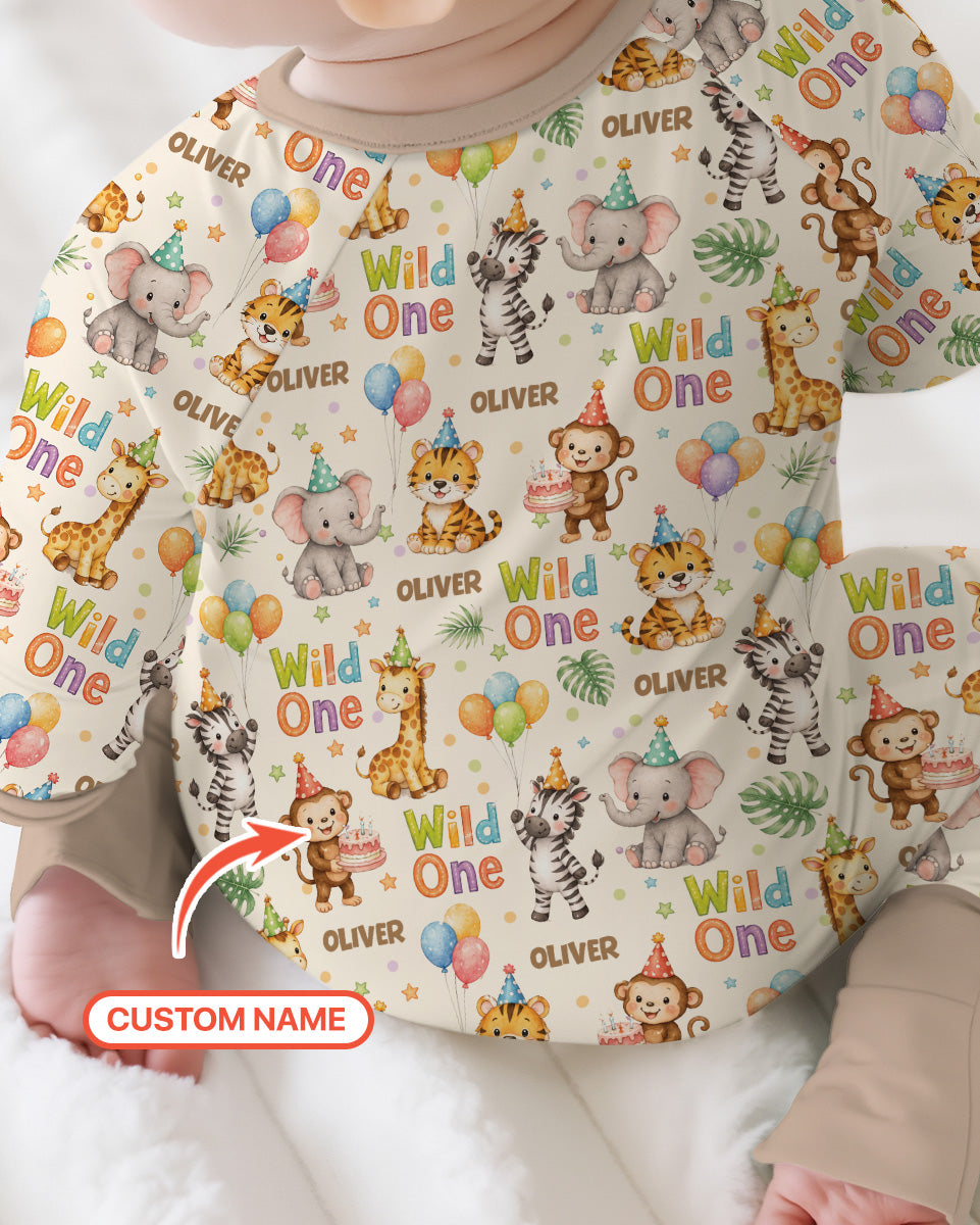 Custom Name 1st Birthday Wild One Bamboo Convertible Zippy