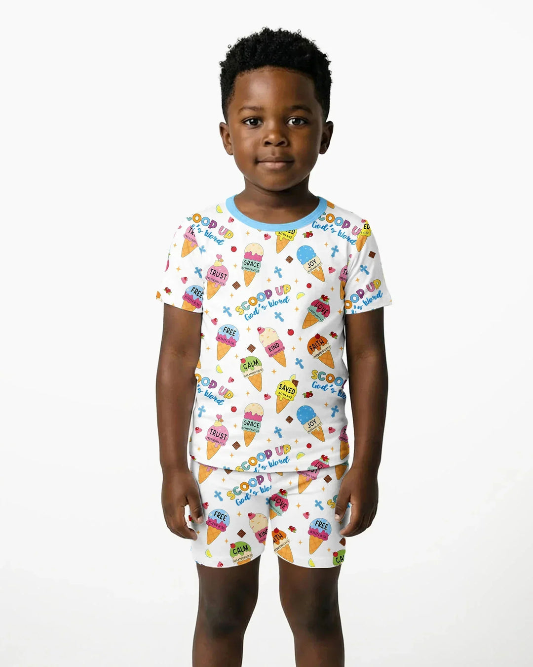 Ice Cream Summer Christian Bamboo Two Piece Short Sleeve Shorts Pajama Set