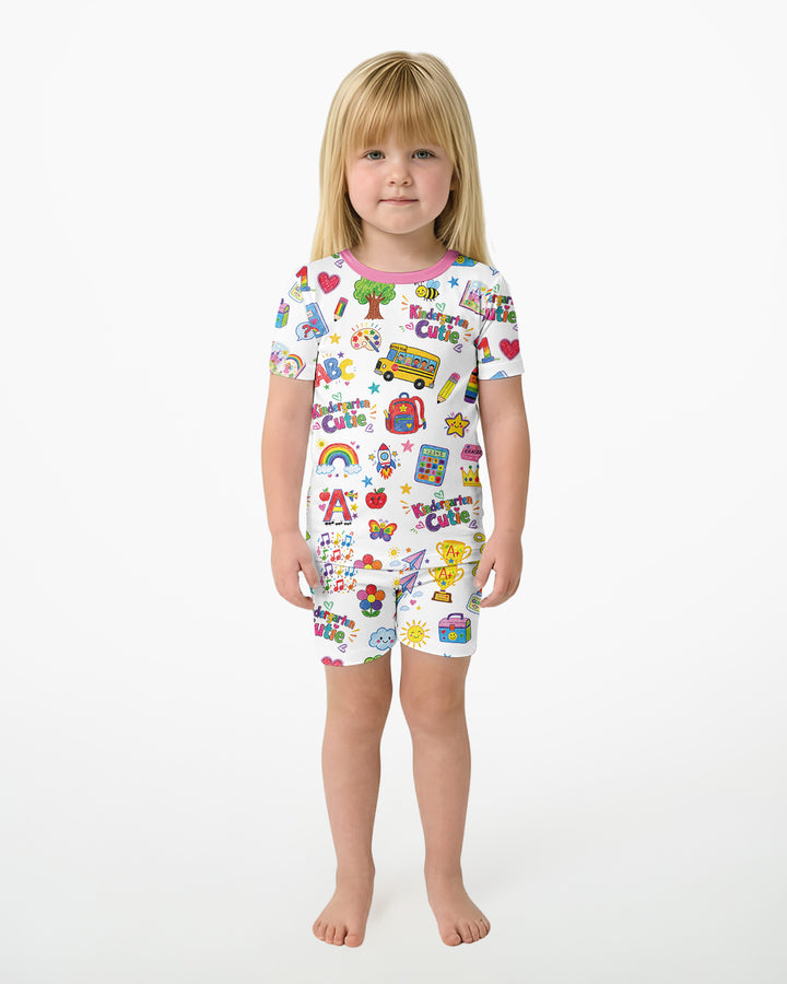 Kindergarten Cutie Bamboo Two Piece Short Sleeve Shorts Pajama Set