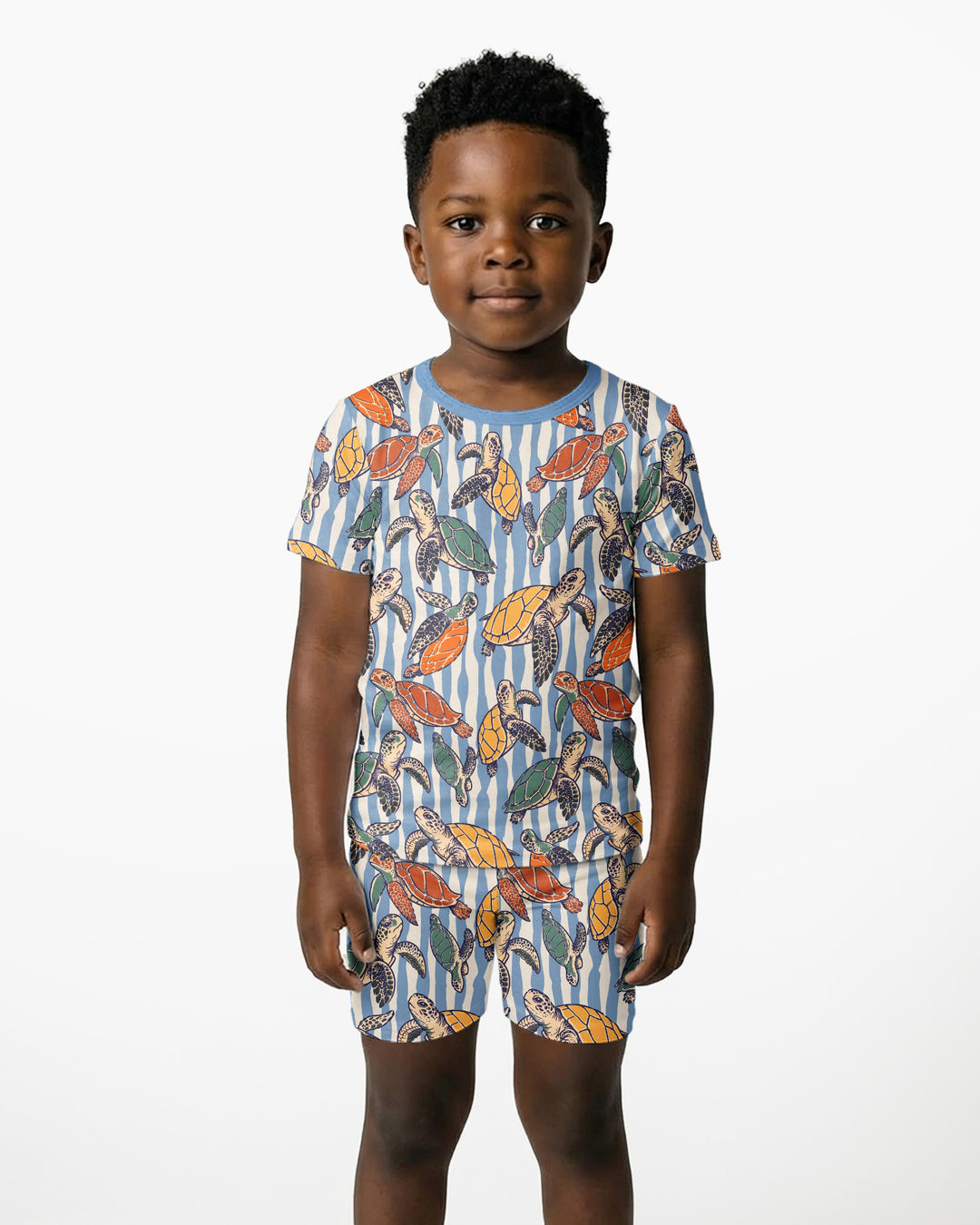 Turtle Bay Family Matching Bamboo Two Piece Short Sleeve Shorts Pajama Set
