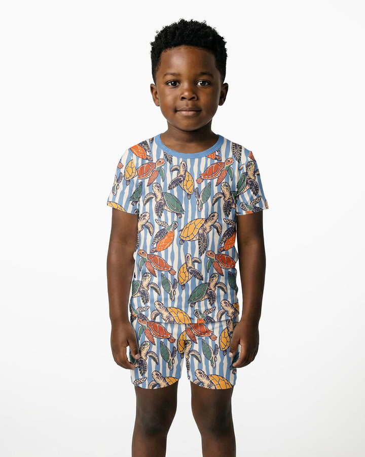Turtle Bay Family Matching Bamboo Two Piece Short Sleeve Shorts Pajama Set