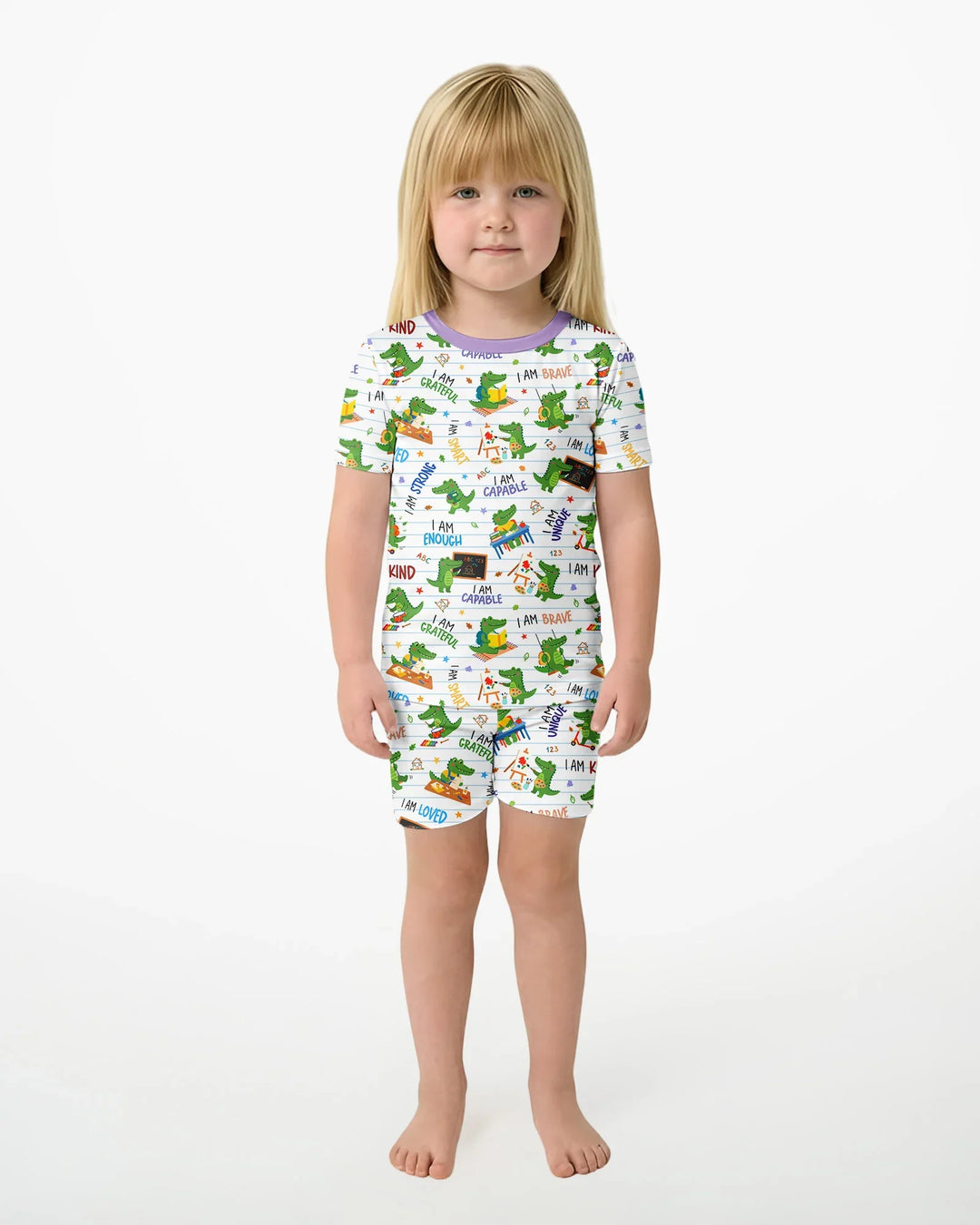 Brave Gator Days Bamboo Two Piece Short Sleeve Shorts Pajama Set