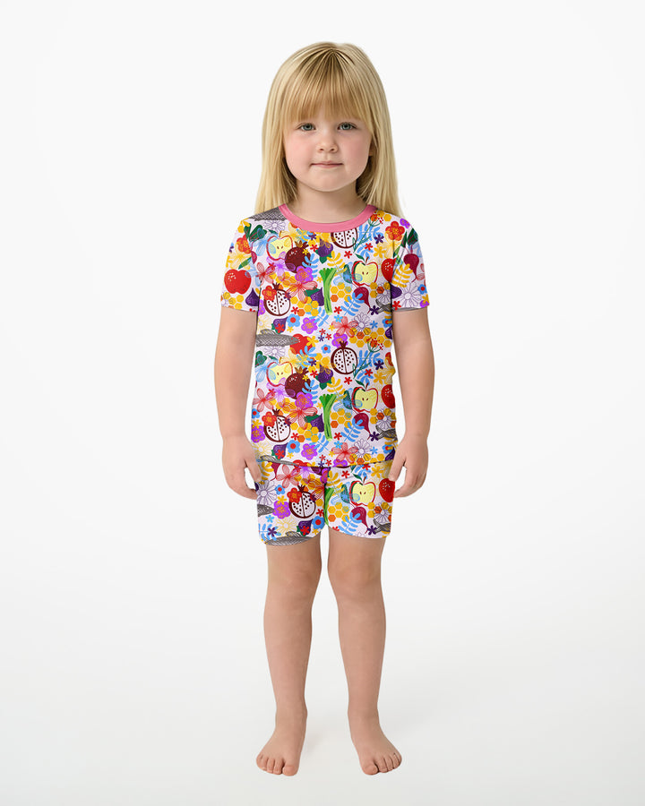 Happy Rosh Hashanah Bamboo Two Piece Short Sleeve Shorts Pajama Set