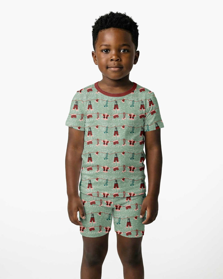 Santa In The Snow Bamboo Two Piece Short Sleeve Shorts Pajama Set