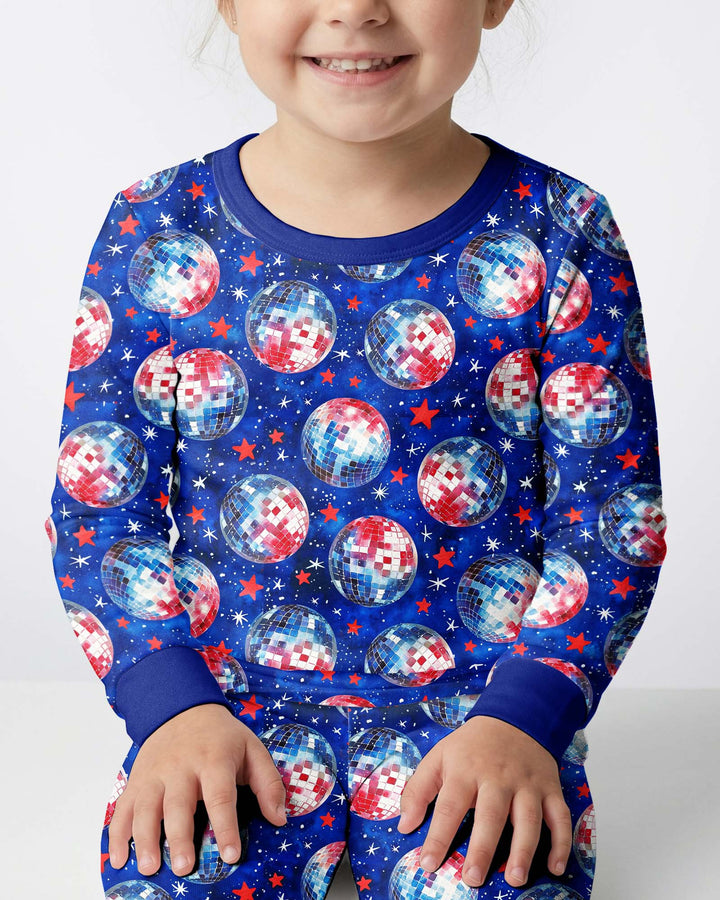 USA Disco Balls Bamboo Two Piece Long Sleeve Pajama Set